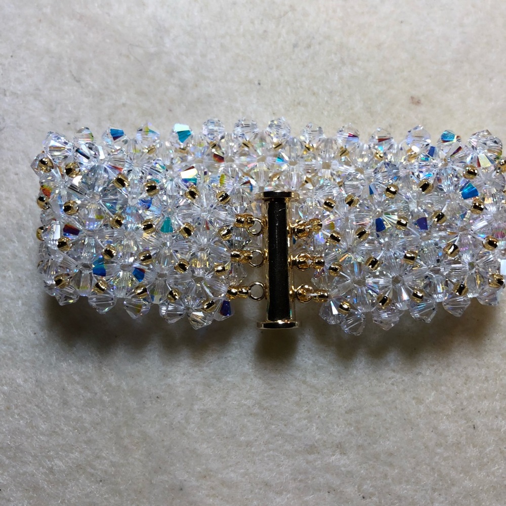 Handmade Swarovski Crystal W/Gold Wowen Toho Beads - Picture 7 of 8